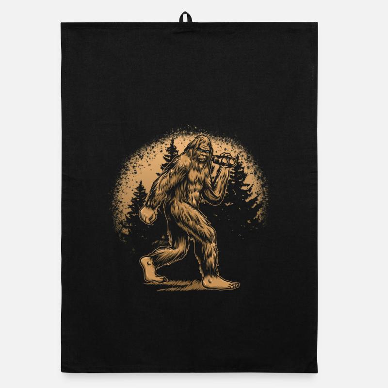 Yéti forestier silhouette orange Torchon bio