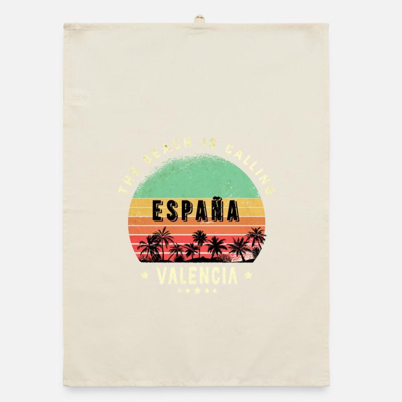 Design de plage Valence Espagne Torchon bio