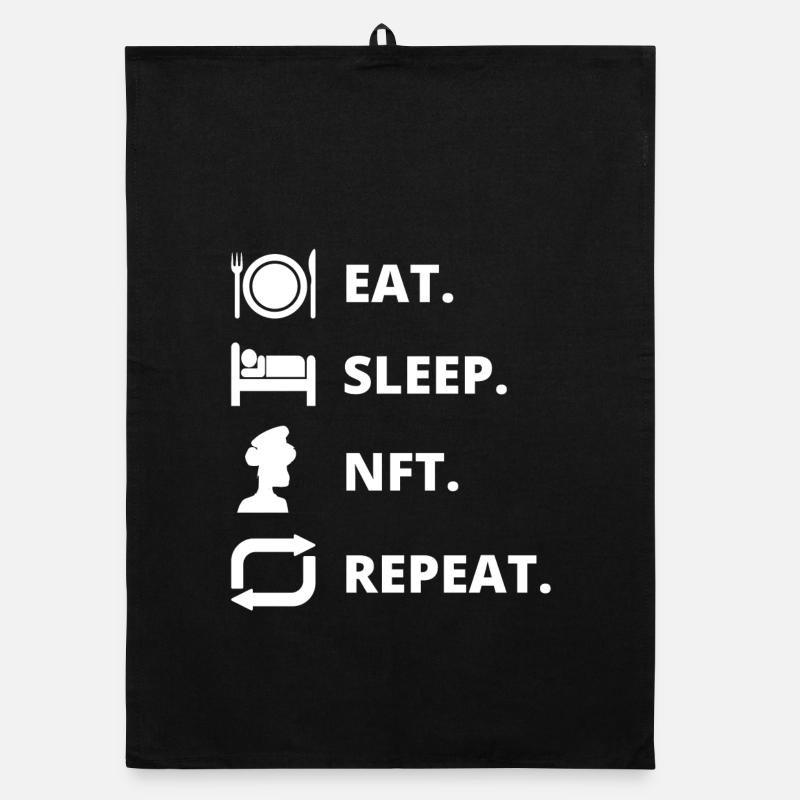 Eat Sleep NFT Repeat - Torchon bio - noir
