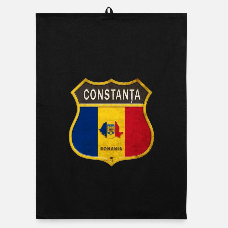 Constanța Rumänien Wappen Design - Organic Geschirrtuch - Schwarz
