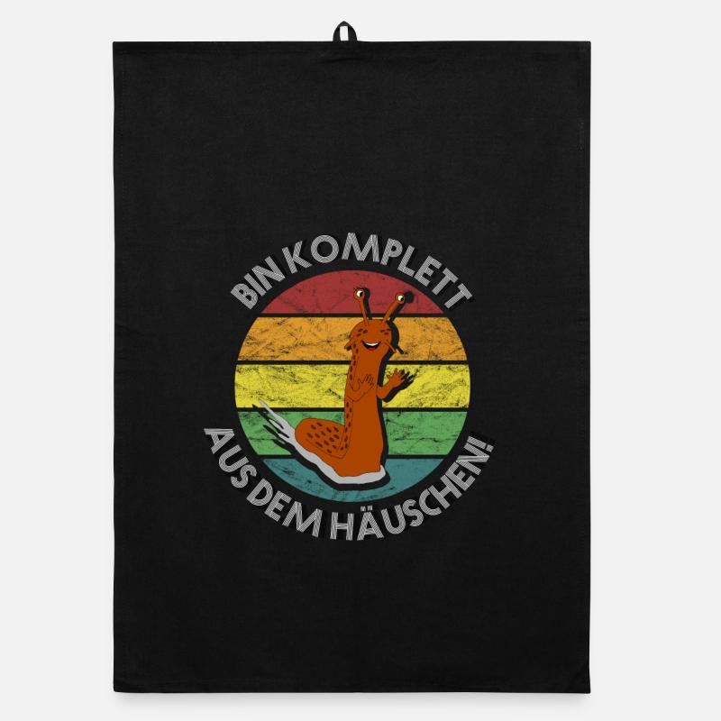 Nacktschnecke komplett aus dem Häuschen retro - Organic Geschirrtuch - Schwarz