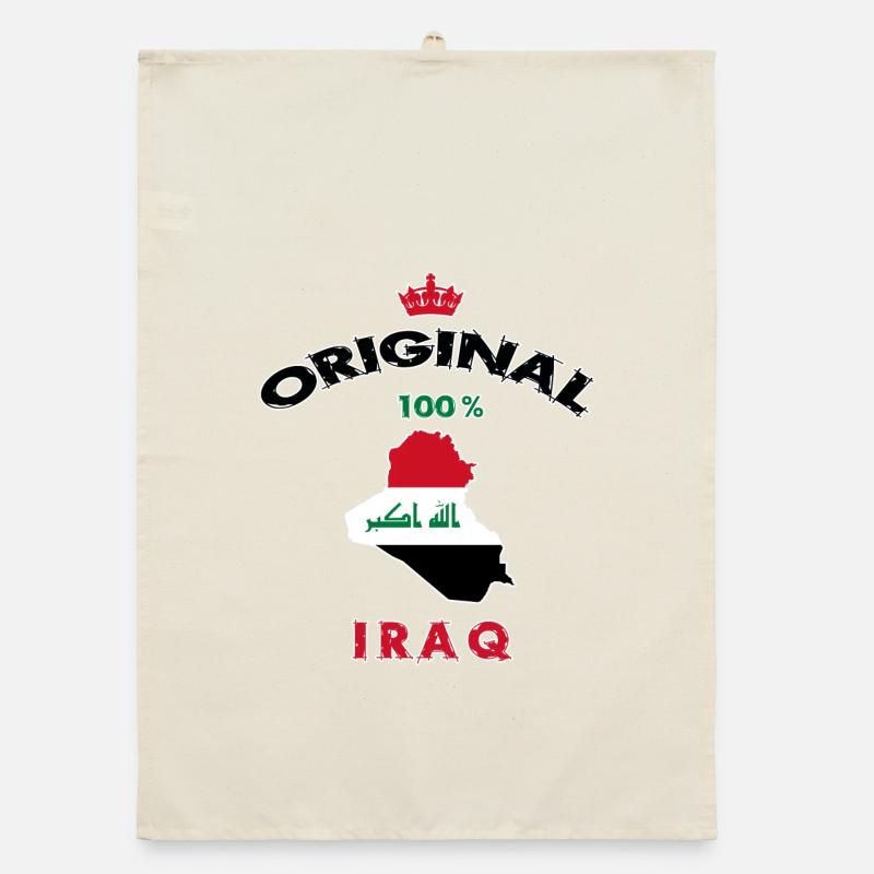 Design original 100 % drapeaux de l'Irak Torchon bio