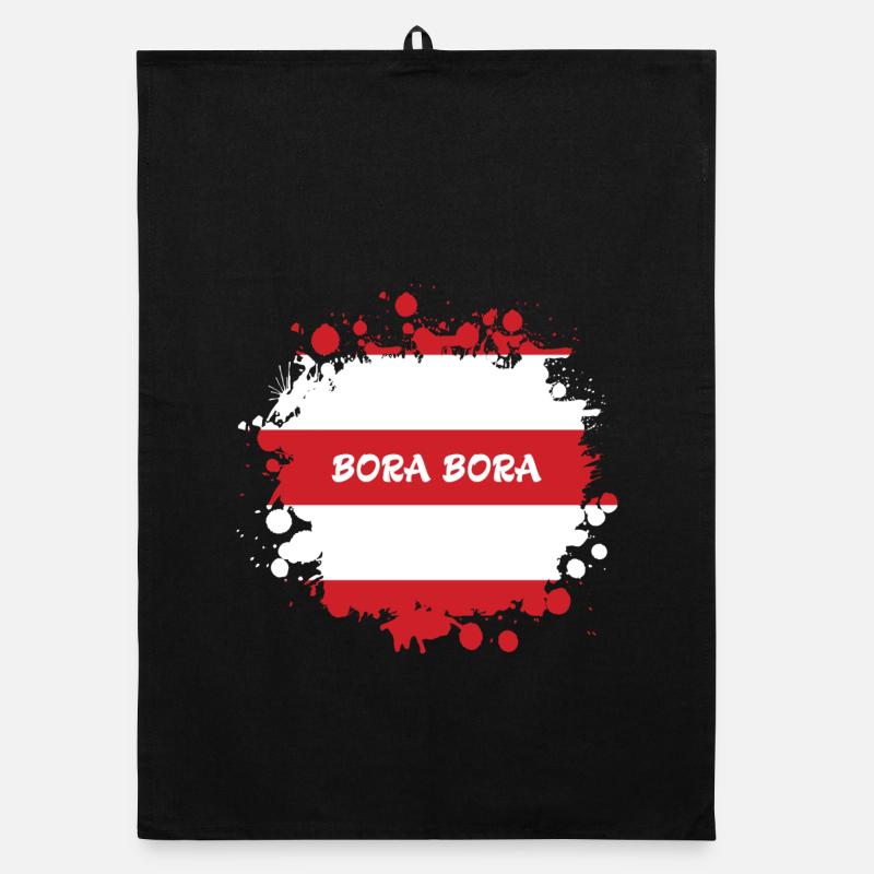 Bora Bora Klecks Flaggen Design Organic Geschirrtuch