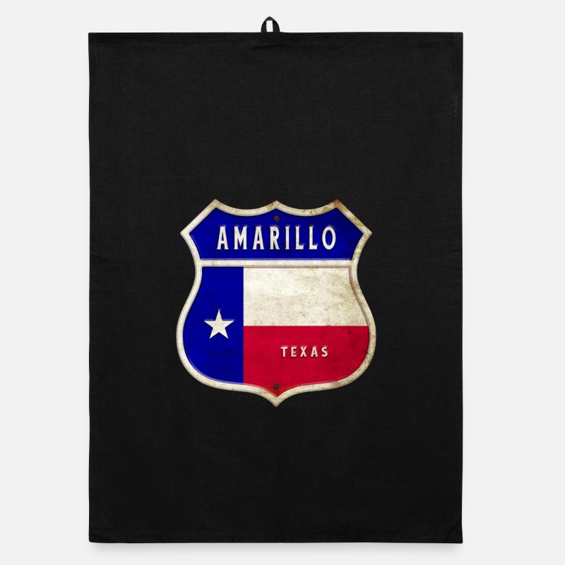 Amarillo Texas Wappen Flaggen Design - Organic Geschirrtuch - Schwarz