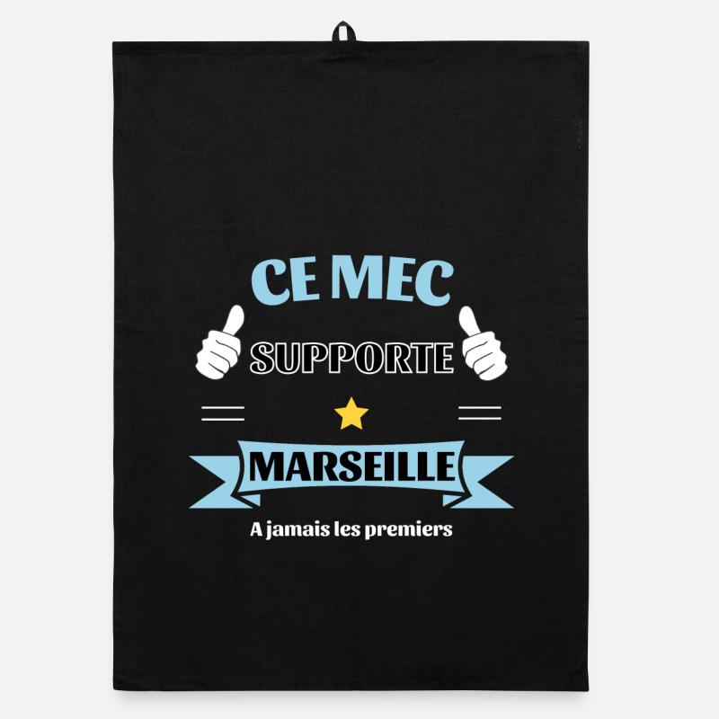 Ce mec supporte Marseille - Torchon bio - noir