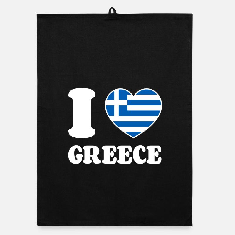 J’aime la Grèce Grèce Drapeau grec Cœur Torchon bio