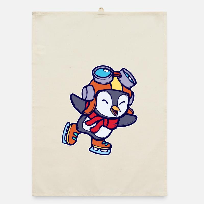 Kalt Cool Süß Vogel Pinguin Tier Eislaufen Eis Organic Geschirrtuch