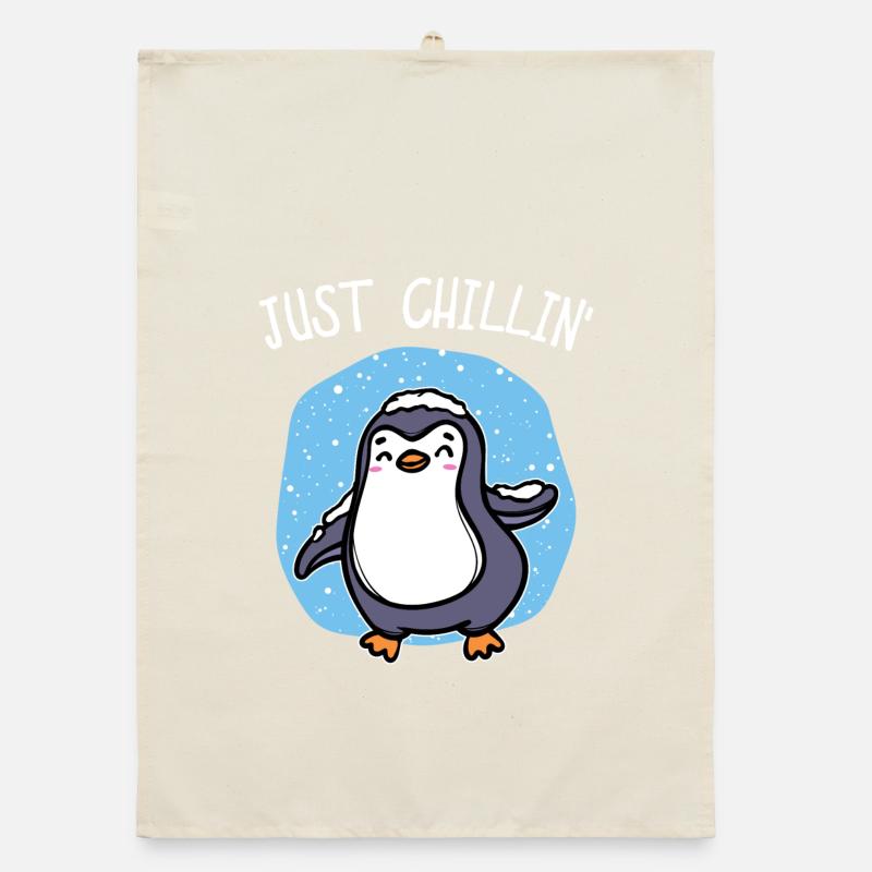 Kalt Schnee Pinguin Eis Cool Statement Tier Vogel Organic Geschirrtuch