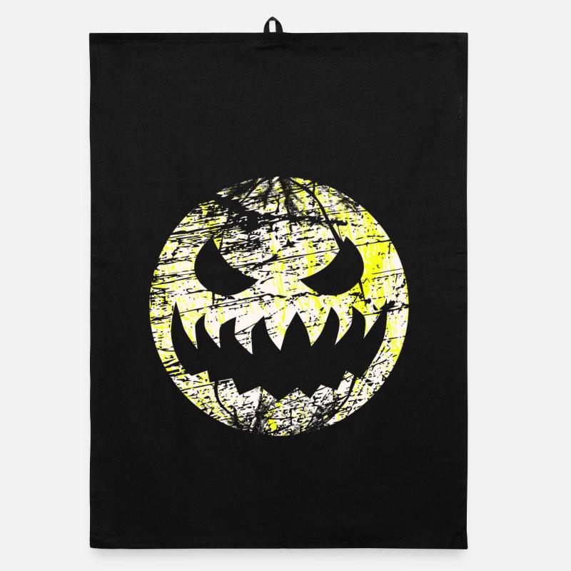 Monstre grimaçant d’Halloween comme lune Torchon bio