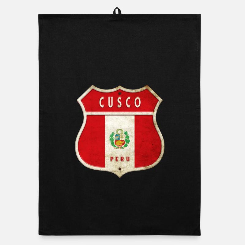 Cusco Peru Wappen Flaggen Design Organic Geschirrtuch