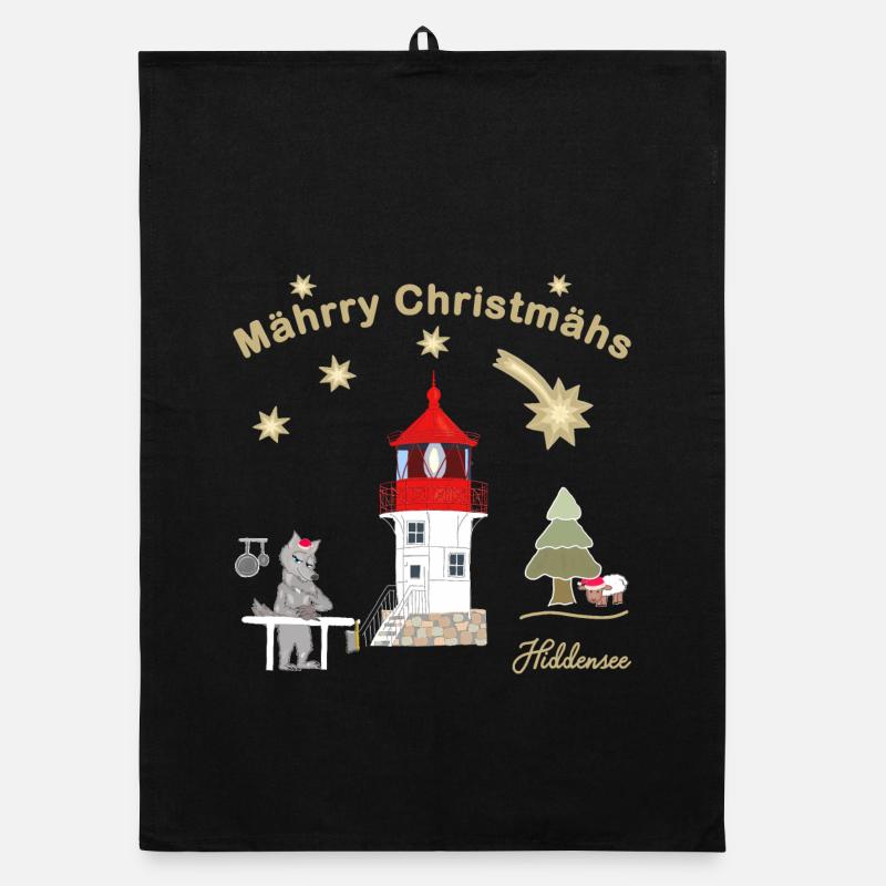 Christmas lighthouse Gellen on Hiddensee Organic dish towel