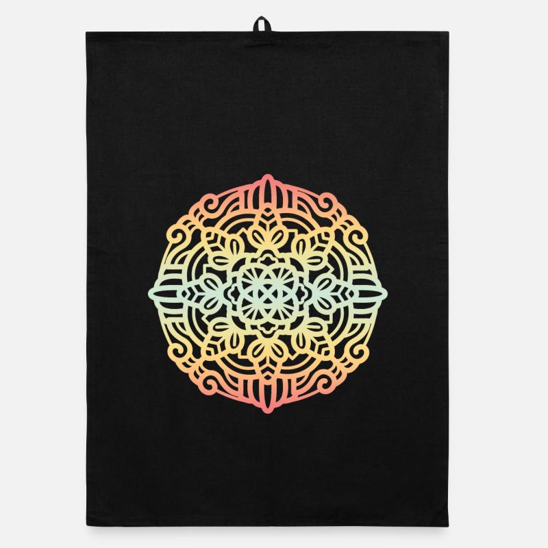 Mandala - Organic Geschirrtuch - Schwarz