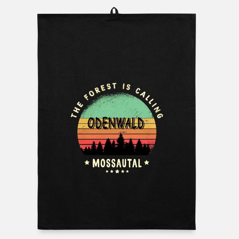 Mossautal Odenwald Design - Organic Geschirrtuch - Schwarz