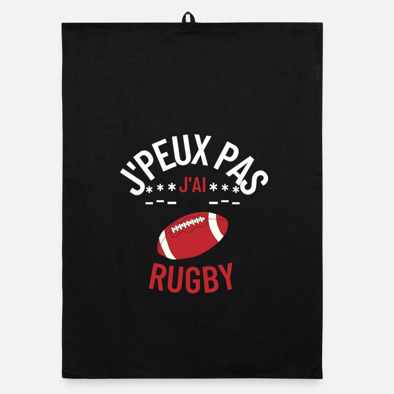 J peux pas j ai rugby - Torchon bio - noir