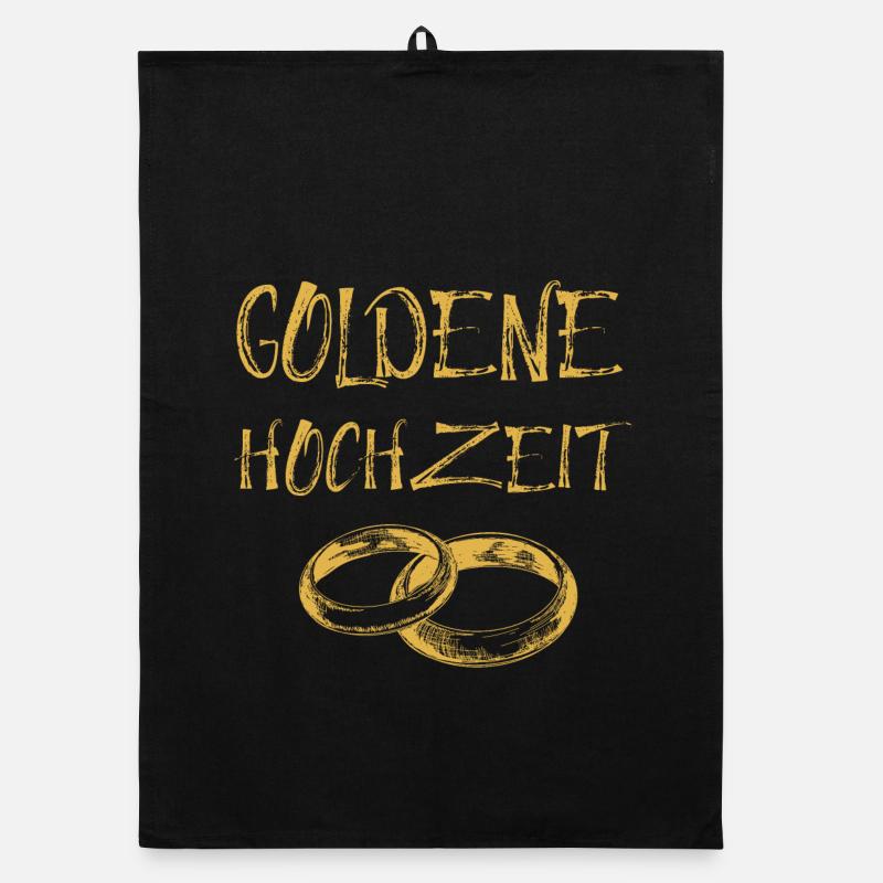 Goldene Hochzeit Text Goldene Eheringe Organic Geschirrtuch