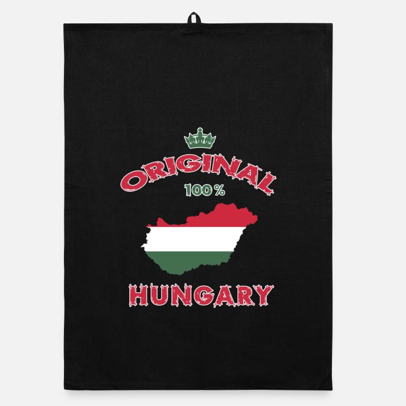 Ungarn Original 100% Flaggen Design - Organic Geschirrtuch - Schwarz