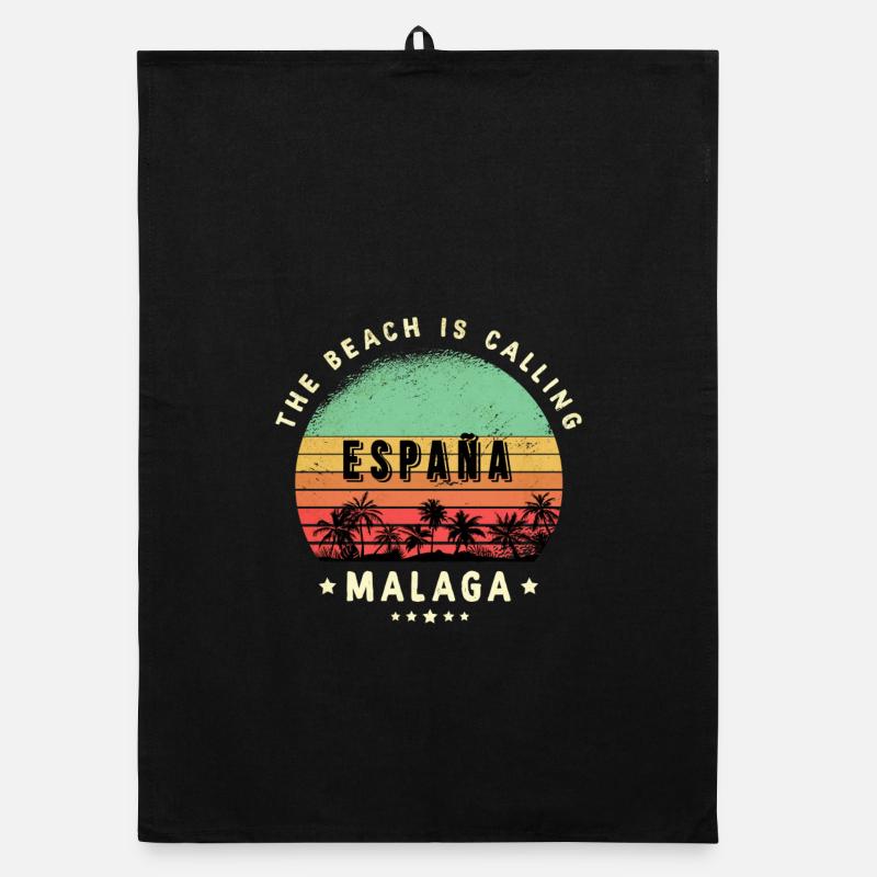 Design de plage de Malaga, Espagne Torchon bio