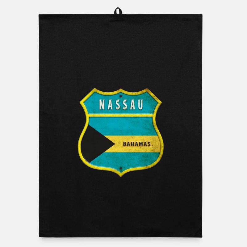 Nassau Bahamas flag crest design Organic dish towel