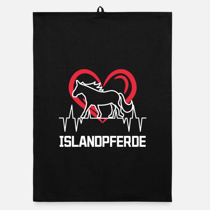 Herz Pferde Islandpferde Pferdeliebe Spruch Organic Geschirrtuch