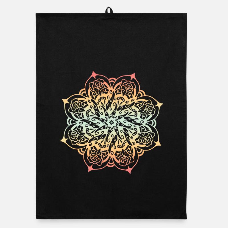 Mandala - Organic Geschirrtuch - Schwarz