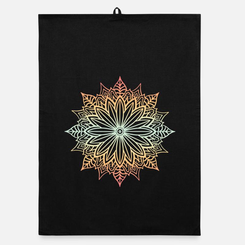Mandala - Organic Geschirrtuch - Schwarz