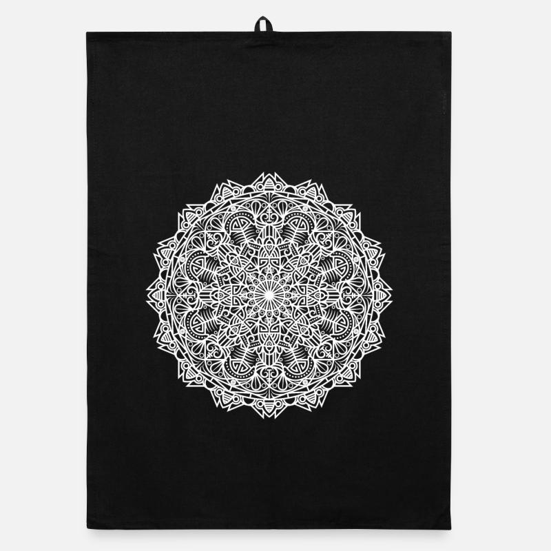 Mandala - Organic Geschirrtuch - Schwarz