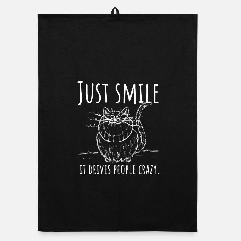 Souriez simplement, ça rend les gens fous ! Chats du Cheshire w Torchon bio
