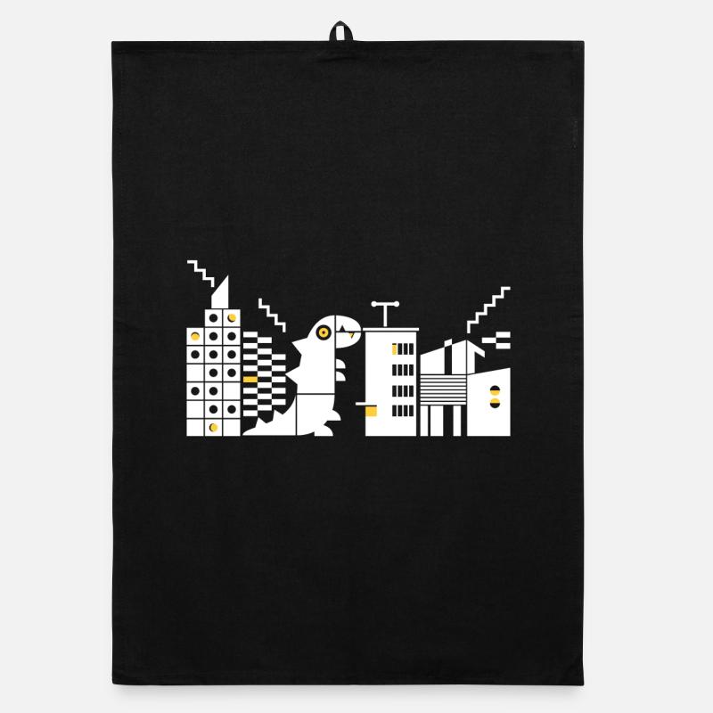 Monster meets Bauhaus L White Organic dish towel