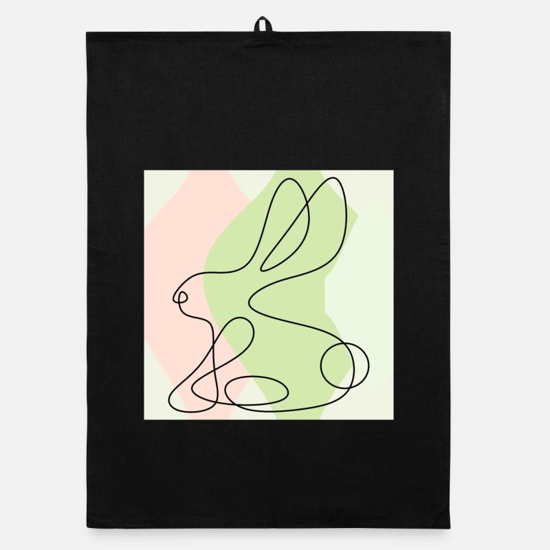 DESSIN AU TRAIT DU LAPIN DE PÂQUES Torchon bio