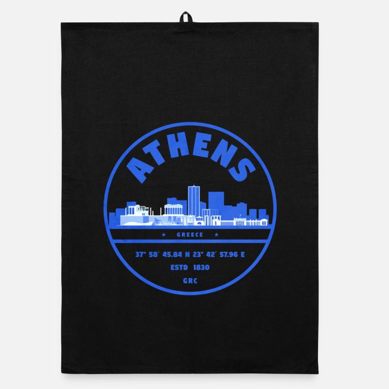 Timbre de la Skyline d’Athènes Torchon bio