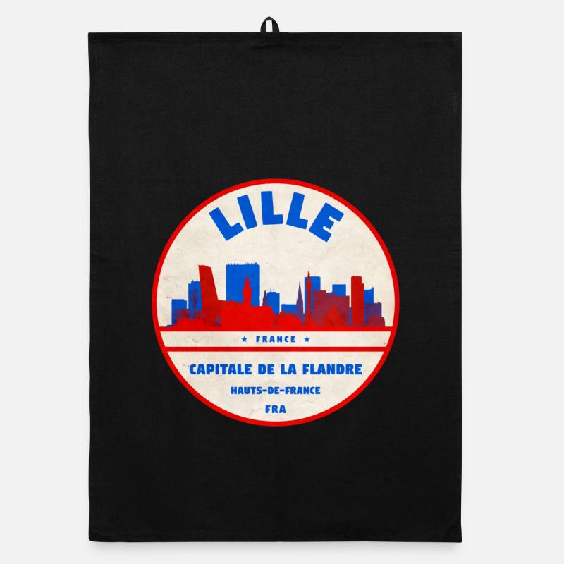Lille Skyline Retro Abzeichen Organic Geschirrtuch