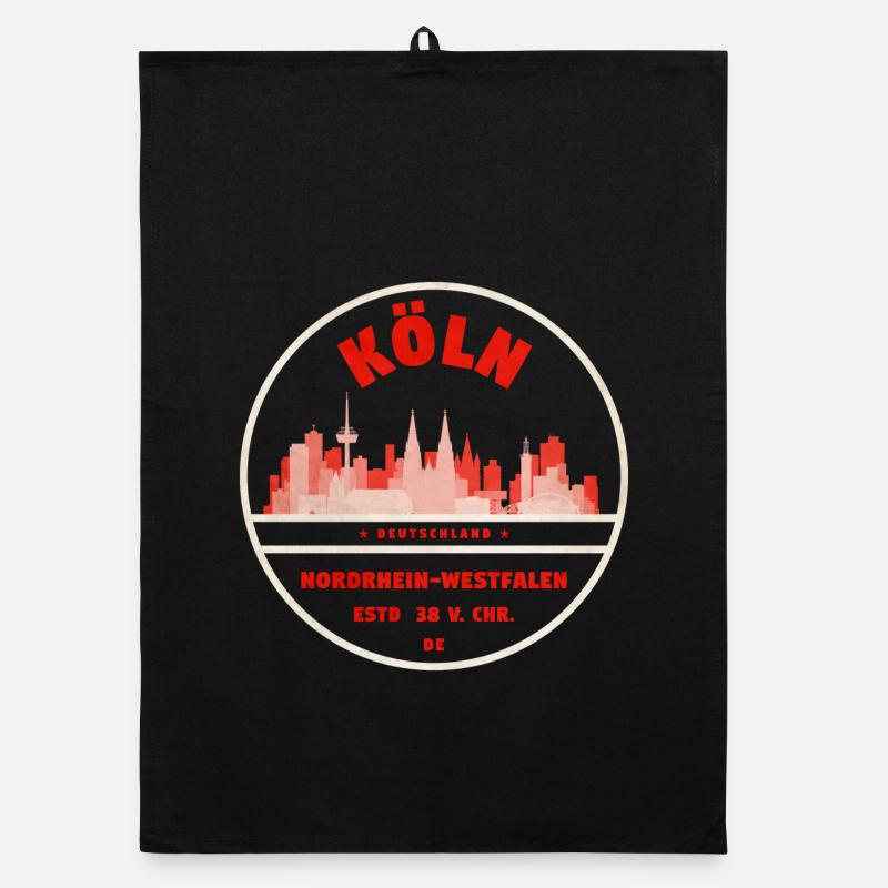 Cologne Skyline Retro Stamp Organic dish towel