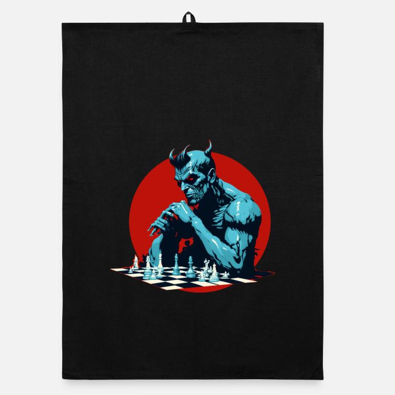 Demon Playing Chess Organic dish towel