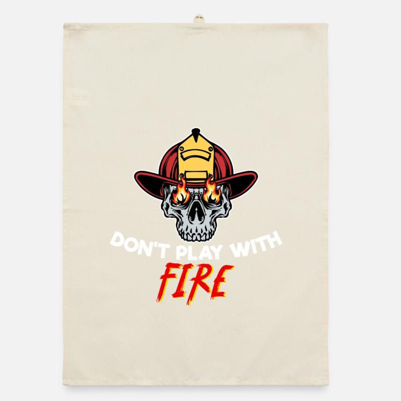 Fire Statement Firefighter Helmet Burning Organic dish towel