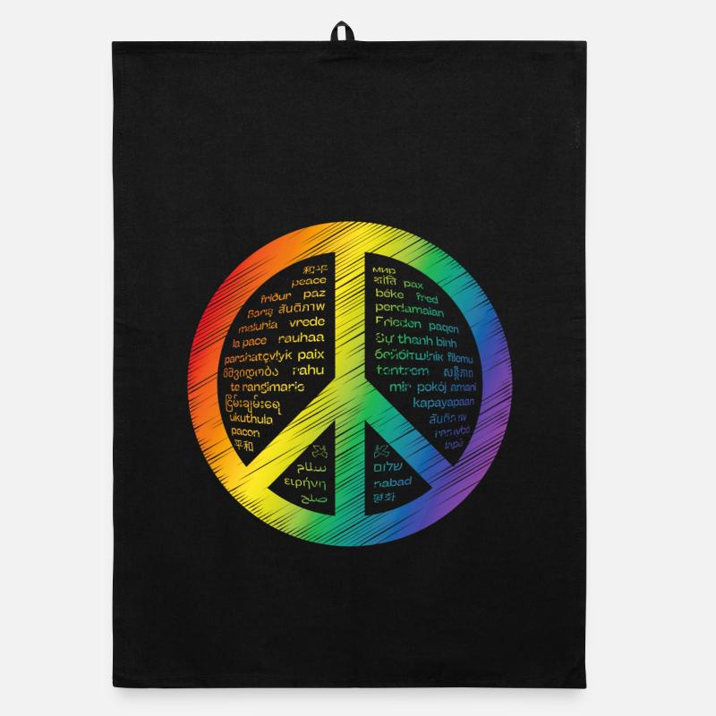 Shining peace sign Organic dish towel