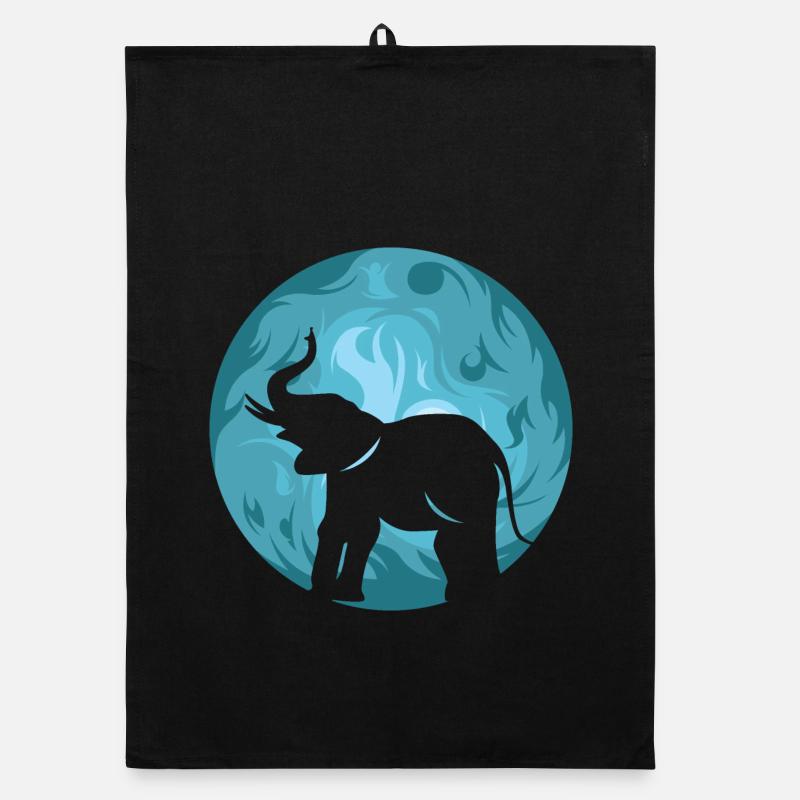 Moon Elephant Symbol Illustration Evening Sun Icon Organic dish towel