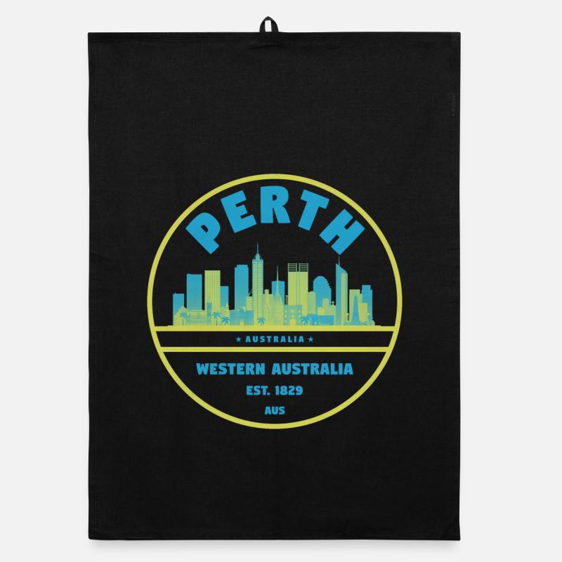 Perth Skyline Vintage Abzeichen Organic Geschirrtuch