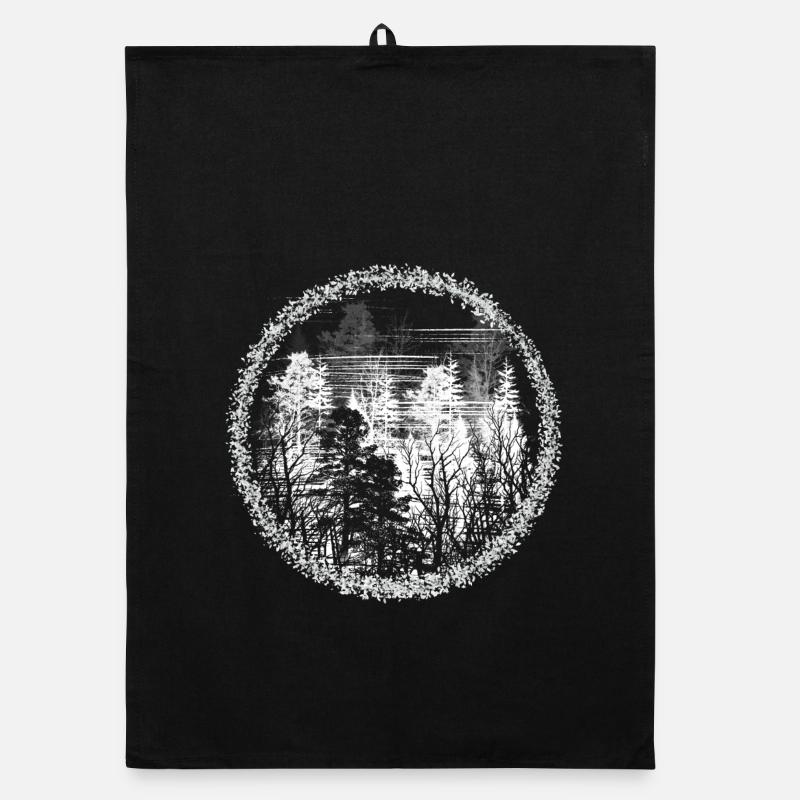 Cercle de la forêt Silhouette Paysage forestier Torchon bio