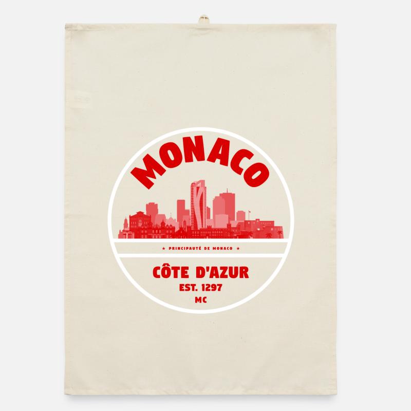 Monaco Côte d'Azur Skyline Abzeichen Organic Geschirrtuch