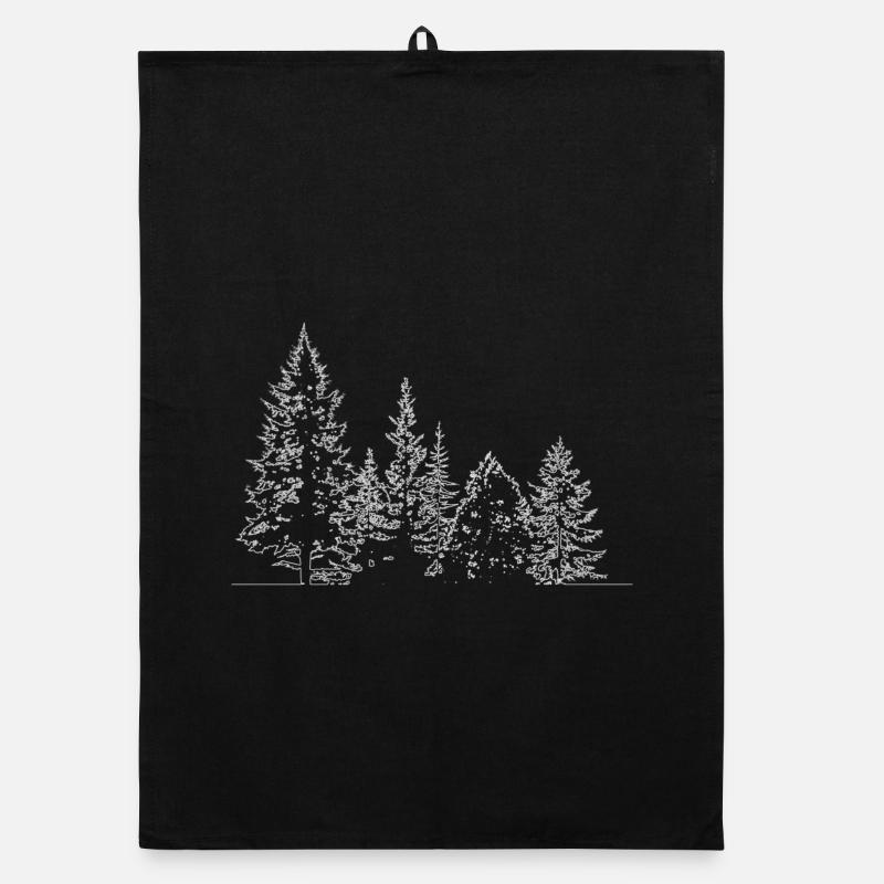 Silhouette de la forêt d’hiver imprimé Torchon bio