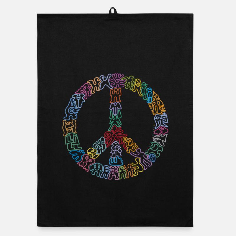 Peacezeichen-Figuren Organic Geschirrtuch