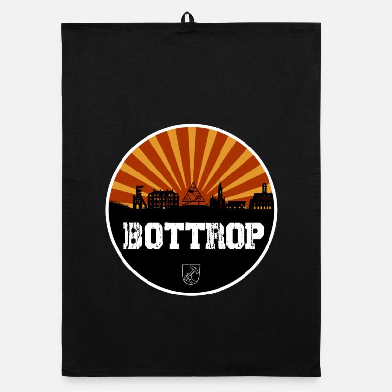 Bottrop Retro Skyline - Organic Geschirrtuch - Schwarz