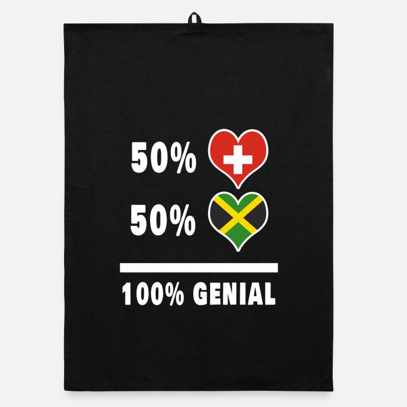 Jamaïque et Suisse 100% Awesome Flag Torchon bio