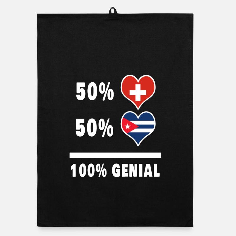 Cuba et Suisse 100% Drapeau Génial Torchon bio