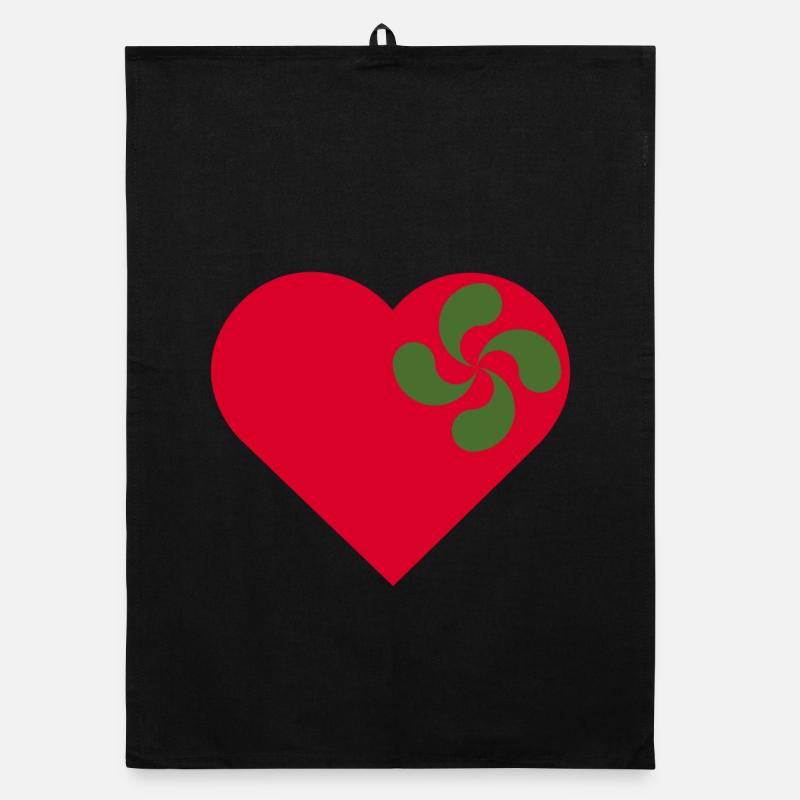 Amour du Pays-Basque. Coeur et lauburu. Torchon bio