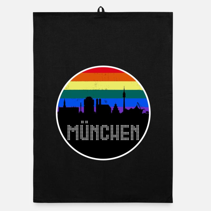 Munich Skyline Rainbow Organic dish towel