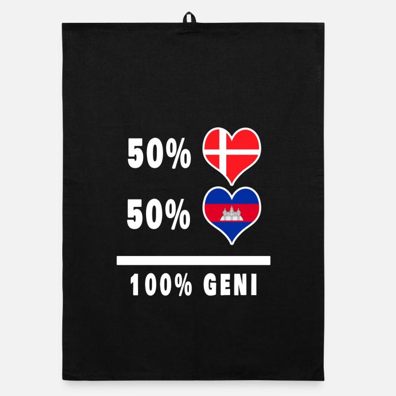 Cambodge et Danemark 100% drapeau de génie Torchon bio