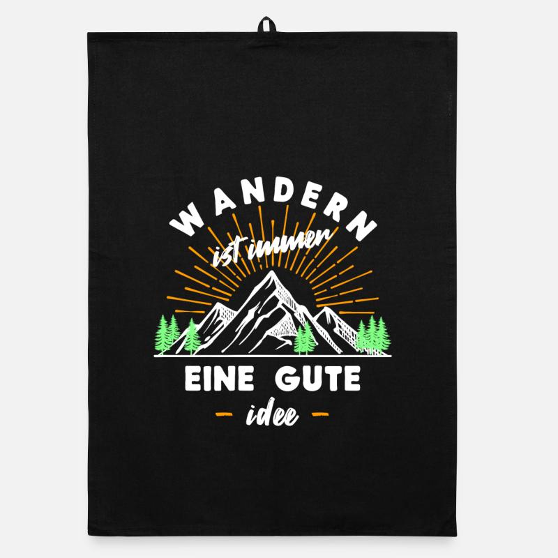 Wanderrouten Wandern Wanderer Statement Berge Organic Geschirrtuch