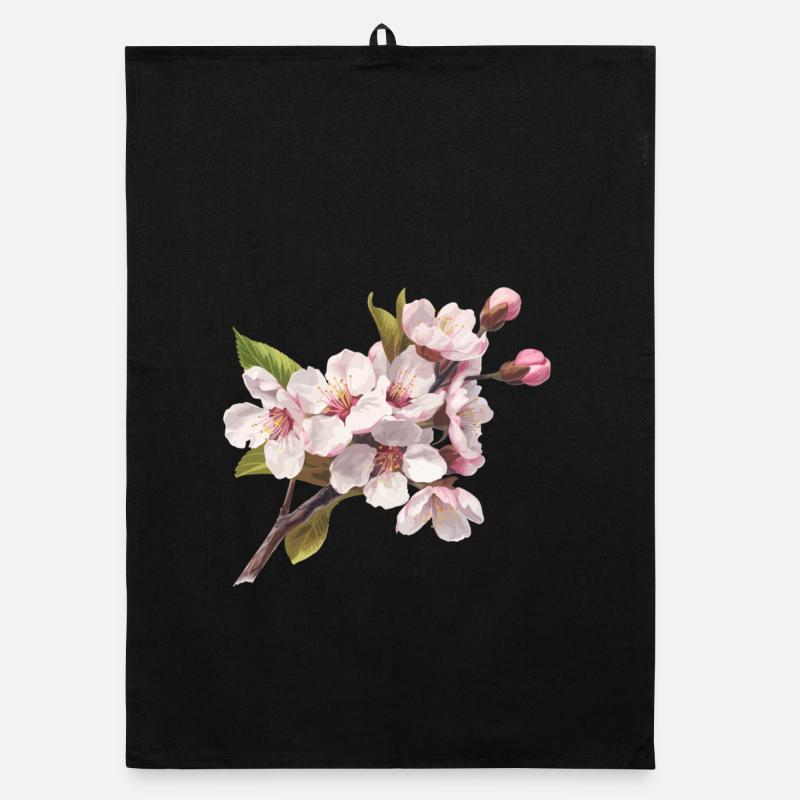Cerisiers en fleurs pastel - Torchon bio - noir