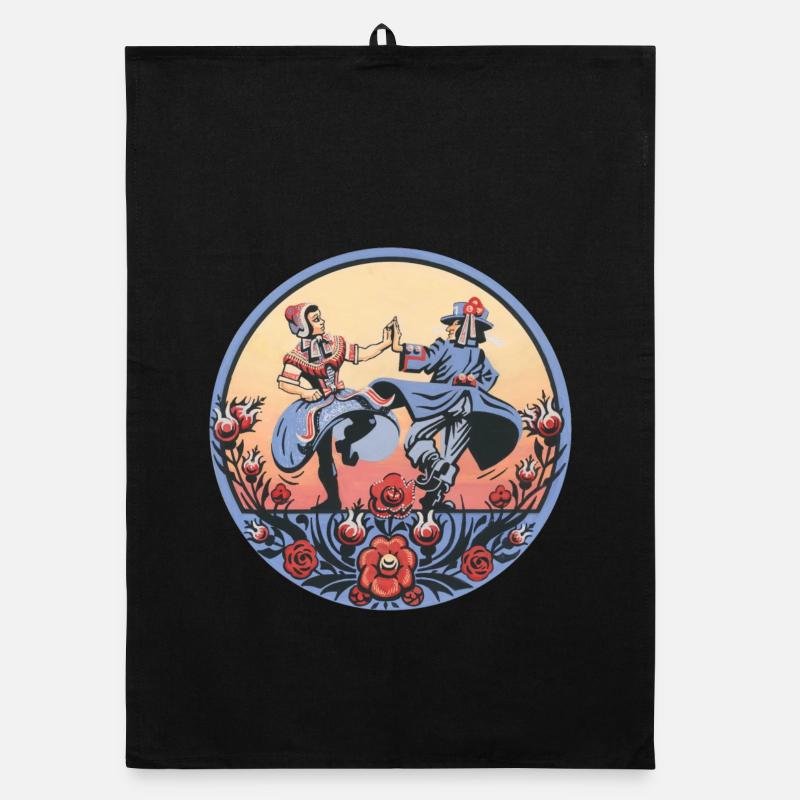 Folklore sorabe – Scène de la danse - Torchon bio - noir
